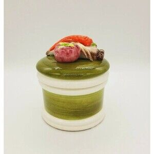 Vintage Ceramic Kitchen Canister Garden Harvest Arnart Japan #1325 Retro